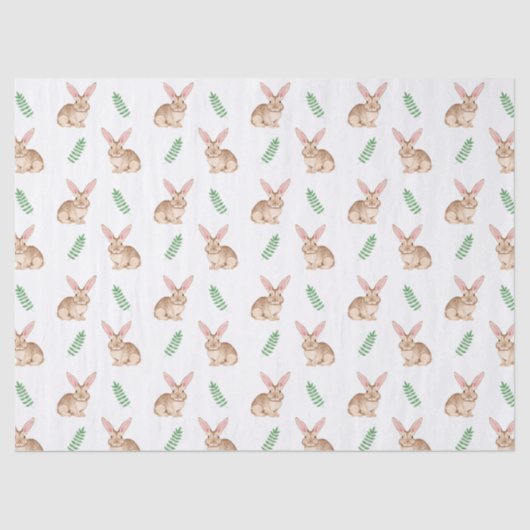 Watercolor Bunny And Greenery Easter Pattern 薄葉紙 (正面)