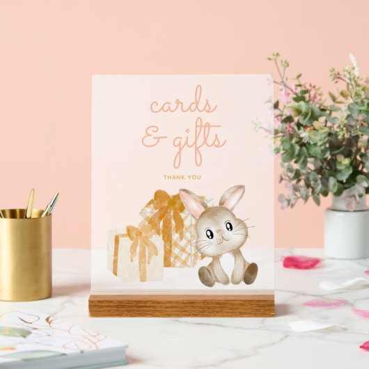 Watercolor Bunny Baby Shower Gifts and Cards アクリルサイン (ウェディング)