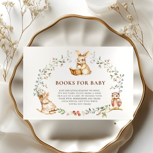 Watercolor Bunny Book Wreath Books for Baby  エンクロージャーカード