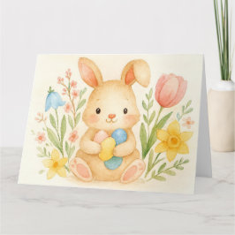 Watercolor Bunny Easter カード