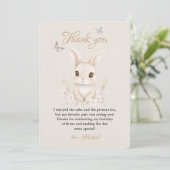 Watercolor Bunny First Birthday Thank You サンキューカード (スタンド正面)