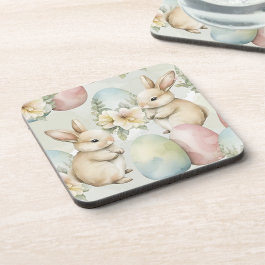 Watercolor Bunny Garden コースター (左側)