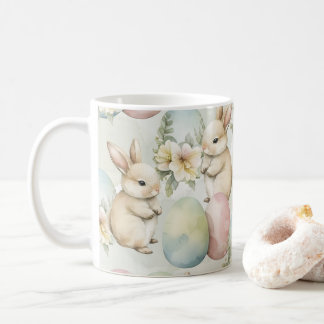 Watercolor Bunny Garden コーヒーマグカップ