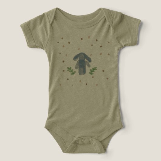 Watercolor Bunny Gender Neutral Drawn Baby Shirt (デザイン正面)