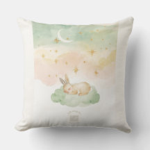 Watercolor Bunny Nursery Pillow | Pastel Mint