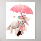 Watercolor Bunny Princess | Bunny Wall Print ポスター (正面)