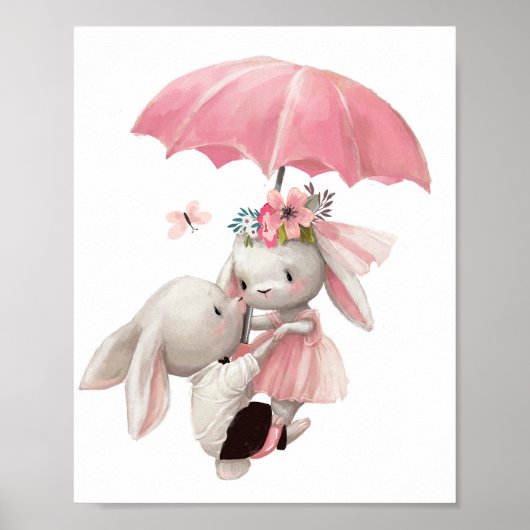 Watercolor Bunny Princess | Bunny Wall Print ポスター (正面)