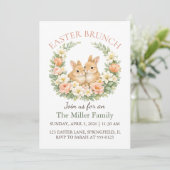 Watercolor Bunny Wreath Floral Easter Sunday 2026 シーズンカード (スタンド正面)