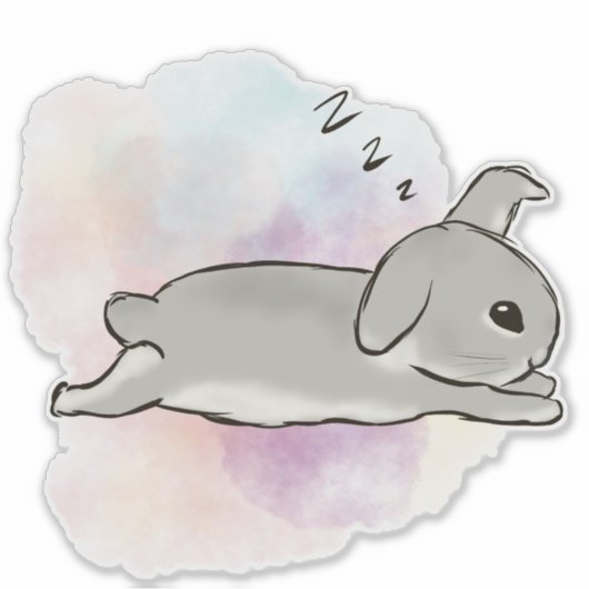 Watercolor bunny zzz シール (正面)