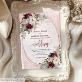 Watercolor Burgundy Blush Wedding Invitation Suite 招待状