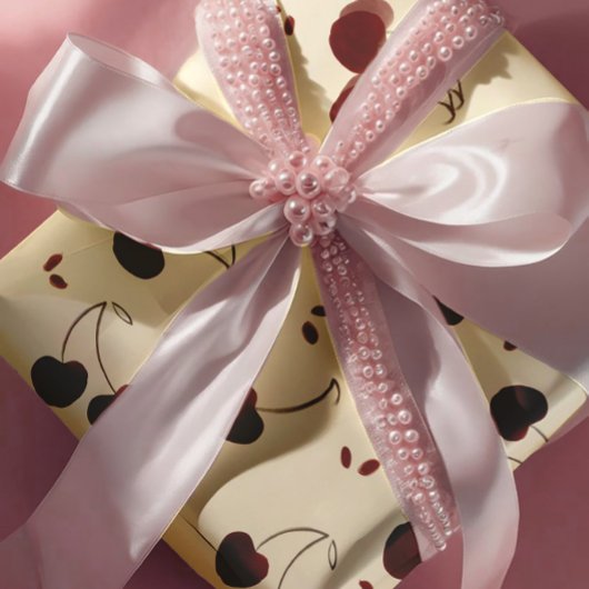 Watercolor Burgundy Cherries – Modern - Valentine ラッピングペーパー