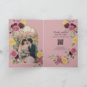 Watercolor Burgundy Country Roses Pink 招待状 (内部)