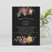  Watercolor Burgundy Country Roses Pink Black 招待状 (スタンド正面)