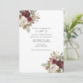 Watercolor Burgundy Floral Wedding Invitation  招待状 (スタンド正面)