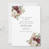 Watercolor Burgundy Floral Wedding Invitation  招待状 (正面)