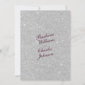 Watercolor burgundy silver glitter luxury wedding  招待状 (裏面)