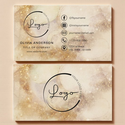 Watercolor Business Logo Social Media 名刺