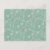 Watercolor Butterflies on Mint Green ポストカード (裏面)