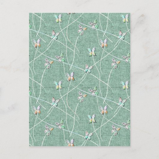 Watercolor Butterflies on Mint Green ポストカード (正面)