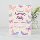 Watercolor Butterfly 1st Birthday Party 招待状 (スタンド正面)