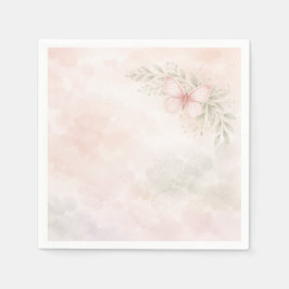 Watercolor Butterfly Baby in Bloom Floral Pink スタンダードカクテルナプキン