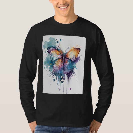 Watercolor Butterfly Beautiful Colorful  1 Tシャツ (正面)