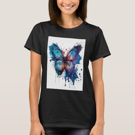 Watercolor Butterfly Beautiful Colorful  2 Tシャツ (正面)