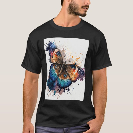 Watercolor Butterfly Beautiful Colorful Tシャツ (正面)