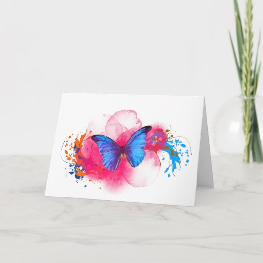 Watercolor Butterfly Birthmother's Day Card カード (正面)