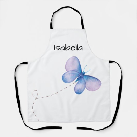 Watercolor Butterfly Flight Script Name Art エプロン (正面)