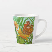 Watercolor Butterfly flower garden カフェラテマグ (右)