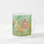 Watercolor Butterfly flower garden フロストグラスマグカップ (正面右)