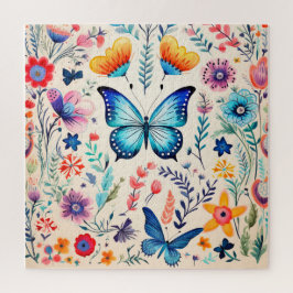 Watercolor Butterfly Garden | Whimsical Floral  ジグソーパズル