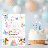 Watercolor Butterfly Magical Fairy Birthday 招待状