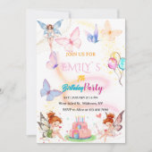 Watercolor Butterfly Magical Fairy Birthday 招待状 (正面)