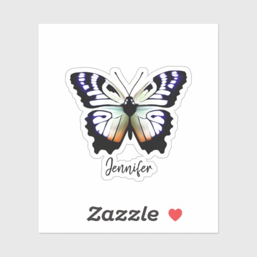 Watercolor butterfly monogram name cut sticker シール (シート)