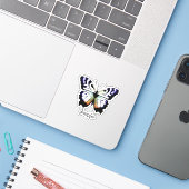 Watercolor butterfly monogram name cut sticker シール (ノートパソコンとiPhone)