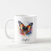 Watercolor Butterfly Red Admiral Personalized Mug コーヒーマグカップ (左)