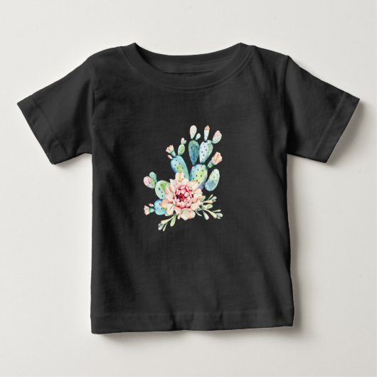 Watercolor Cacti Bloom ベビーTシャツ (正面)