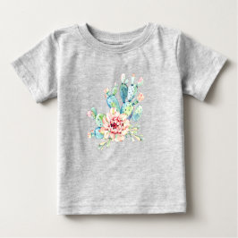 Watercolor Cacti Bloom ベビーTシャツ