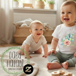 Watercolor Cacti Bloom ベビーTシャツ