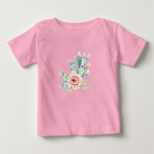 Watercolor Cacti Bloom ベビーTシャツ (正面)