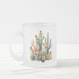 Watercolor Cactus and Succulent Garden フロストグラスマグカップ