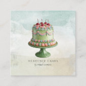 Watercolor Cake Baker Artisan Bakery スクエア名刺 (正面)