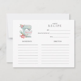 Watercolor Cake mixer  baking Recipe card ノートカード