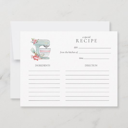 Watercolor Cake mixer  baking Recipe card ノートカード (正面)