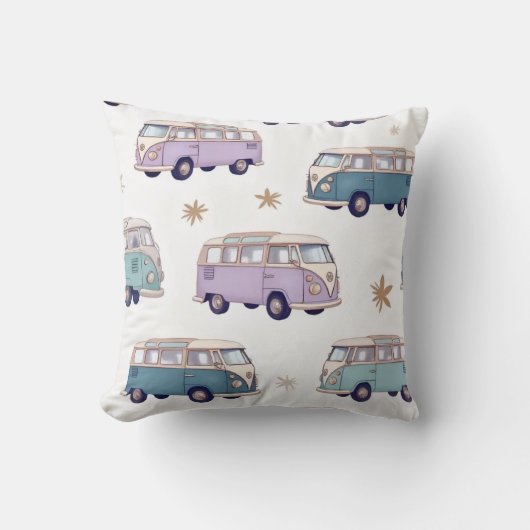 Watercolor camper van design クッション (正面)