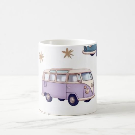 Watercolor camper van design コーヒーマグカップ (中央)