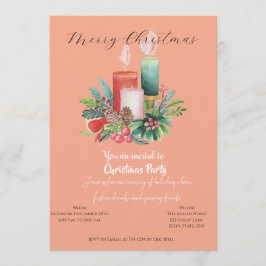Watercolor Candlelight Christmas invitation Card 招待状