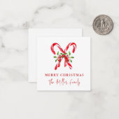 Watercolor Candy Cane Christmas ノートカード (正面/裏面インサイチュ)